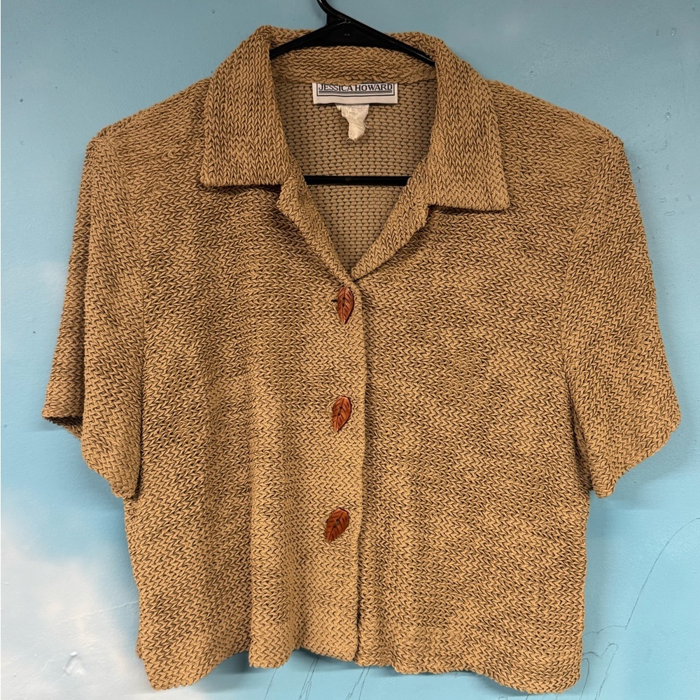 Jessica Howard Brown Button-Down Shirt